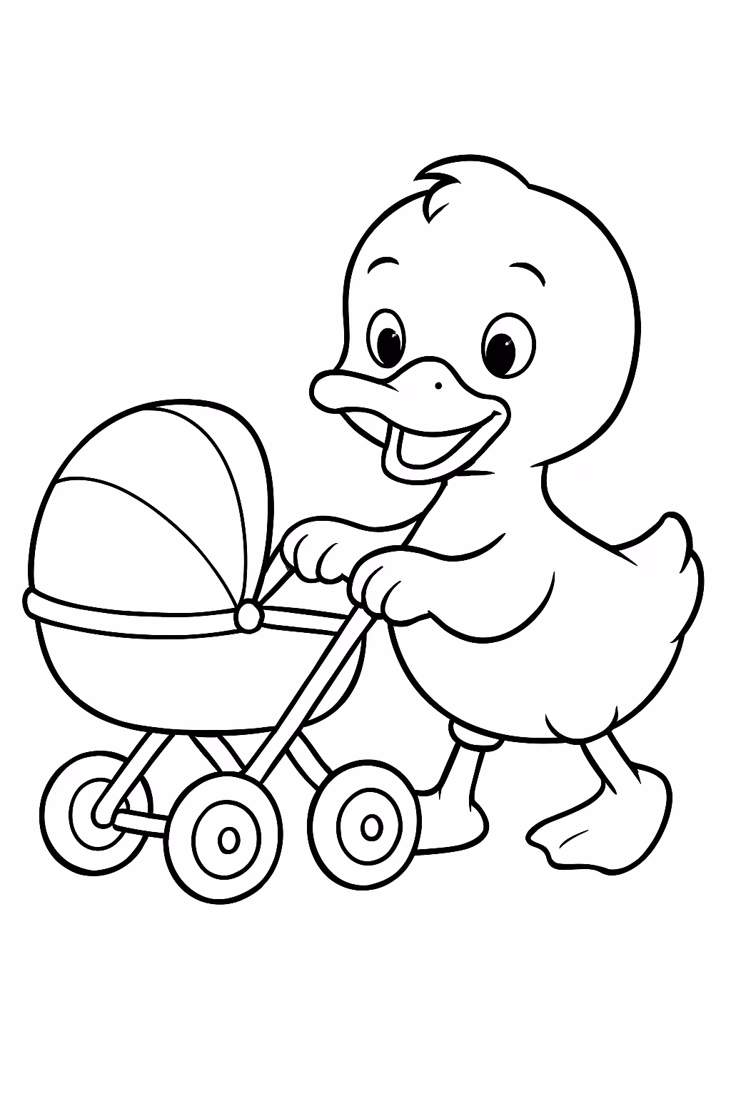 Paper duck com carrinho de bebe para colorir — desenho para imprimir