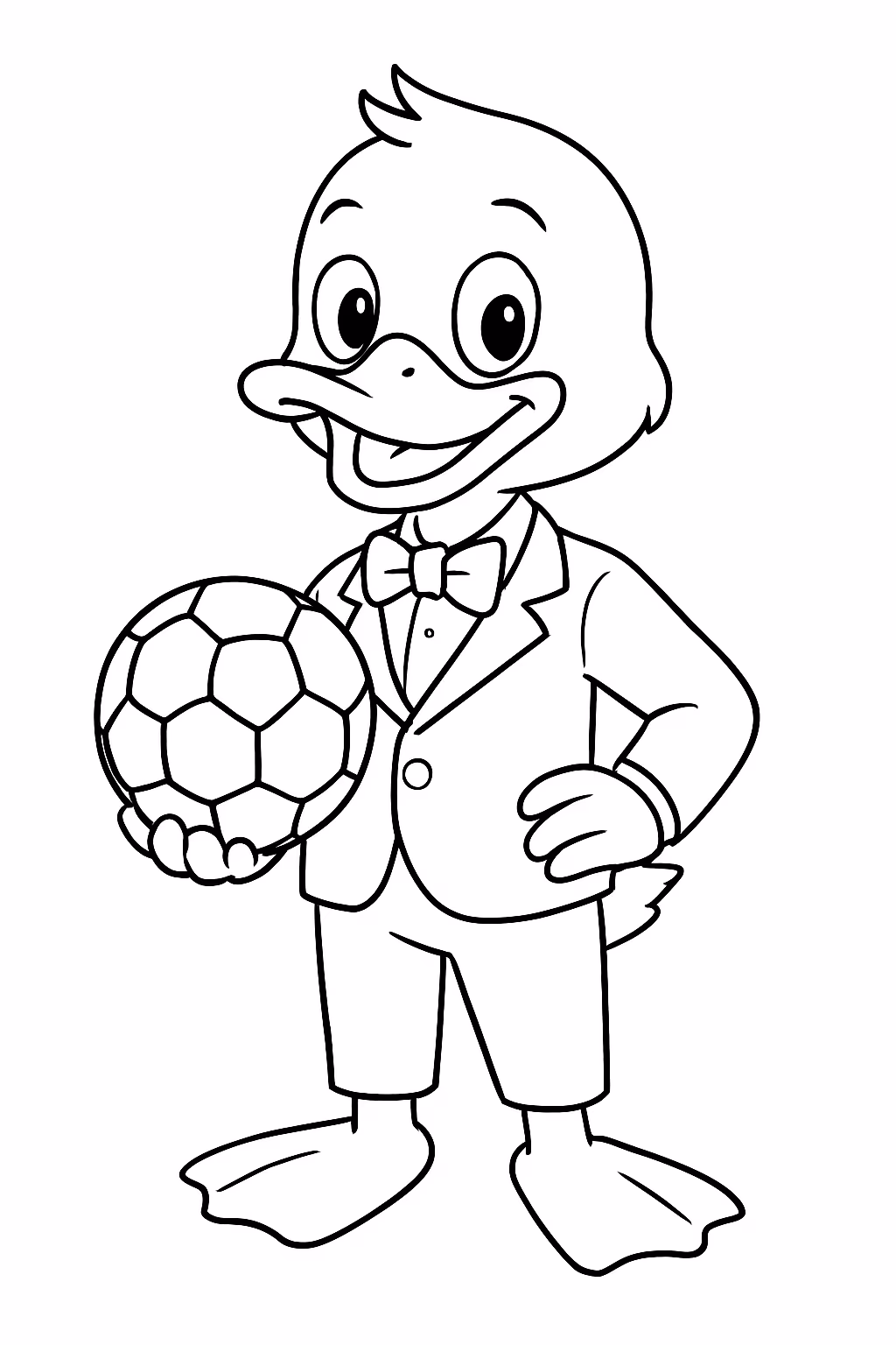 Paper duck com roupa de menino terno jogador de futebol para colorir — desenho para imprimir