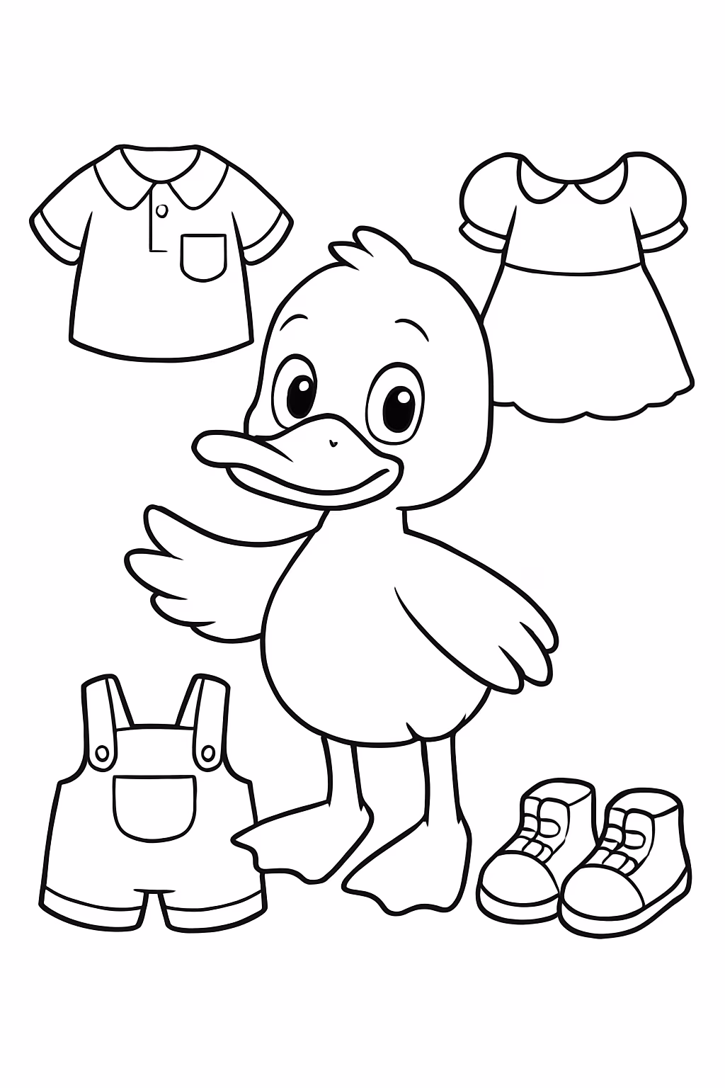 Paper duck com sapatos bonecos e roupas pra montar para colorir — desenho para imprimir