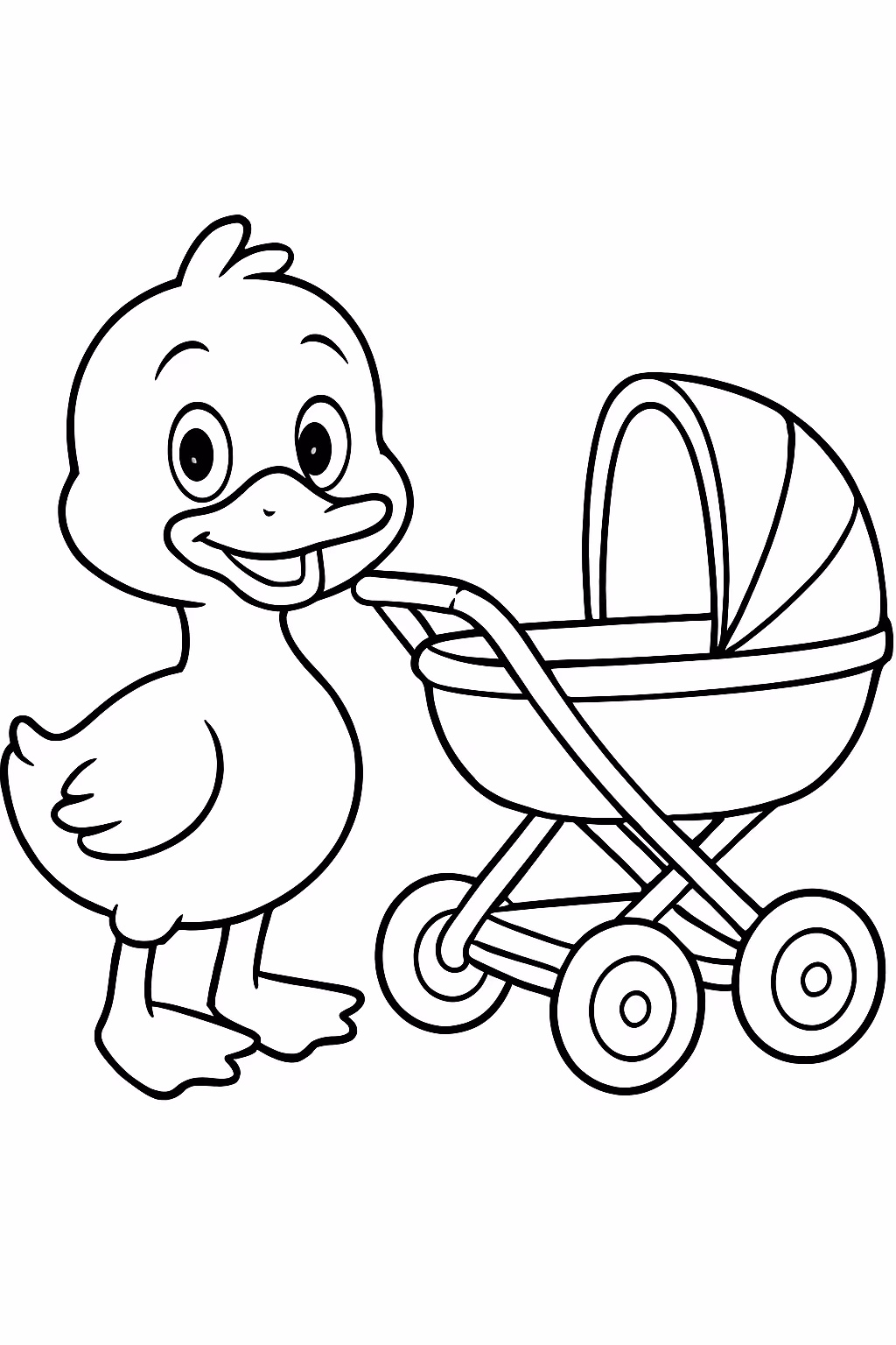 Paper duck e carrinho de bebe para colorir — desenho para imprimir