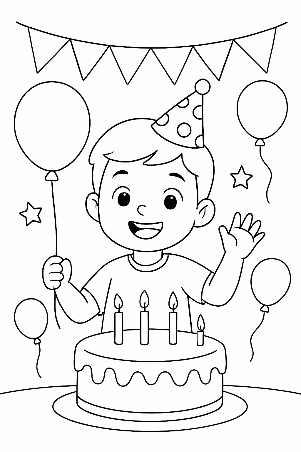 Parabens menino para colorir — desenho para imprimir