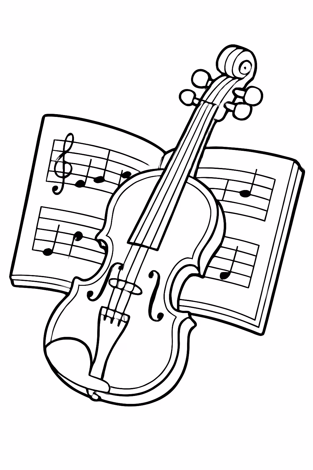 Partitura piano violino em carton para colorir — desenho para imprimir
