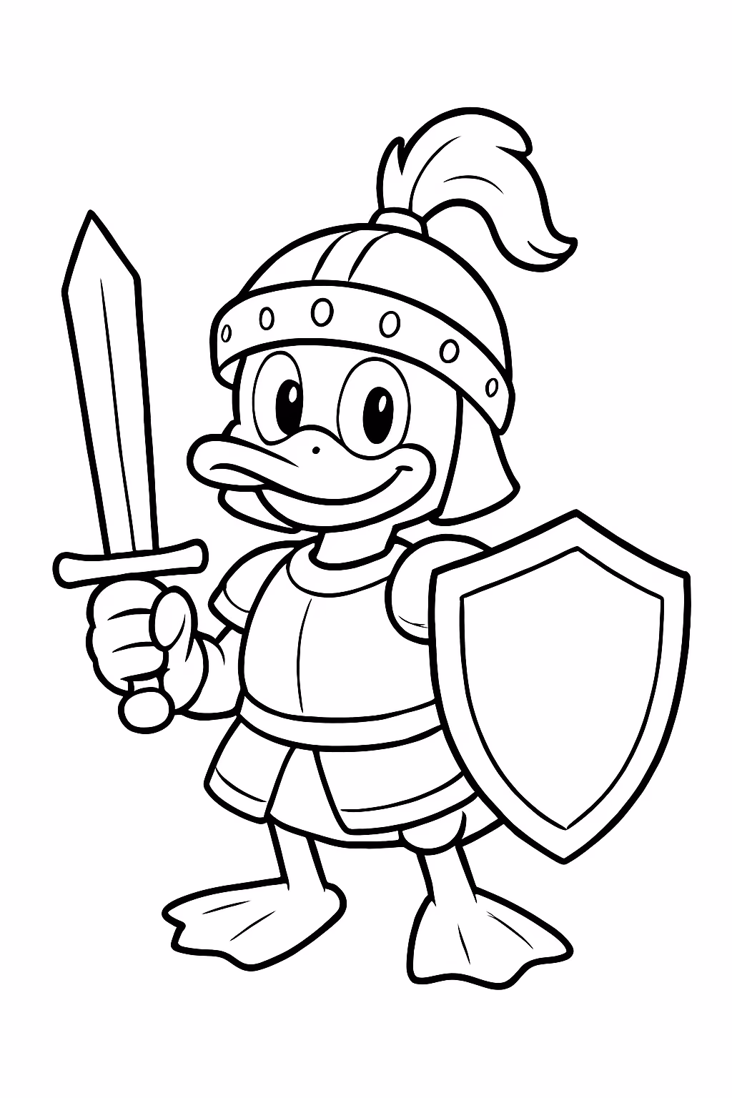 Pato guerreiro para colorir — desenho para imprimir