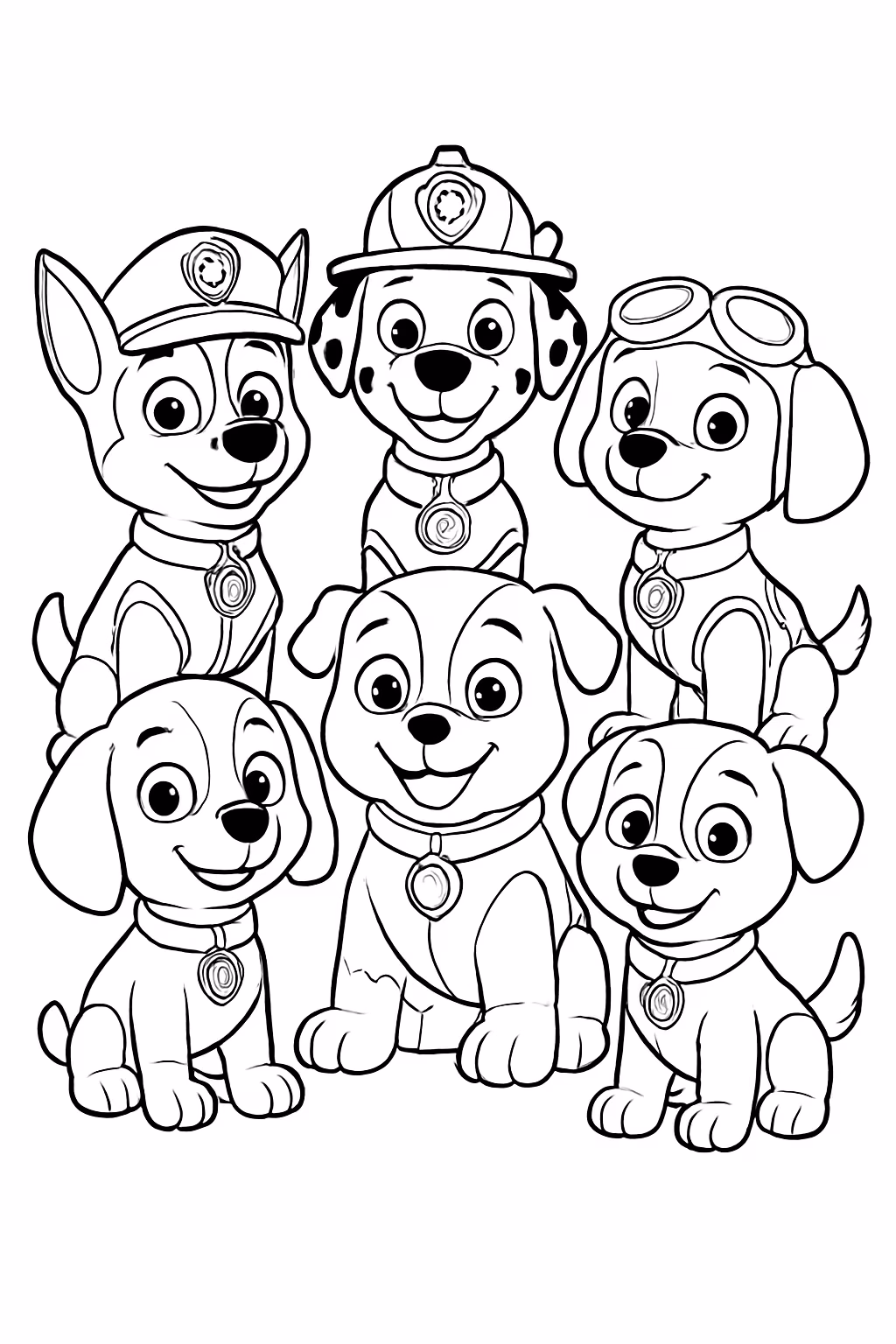 Patrilha canina a turma completa para colorir — desenho para imprimir