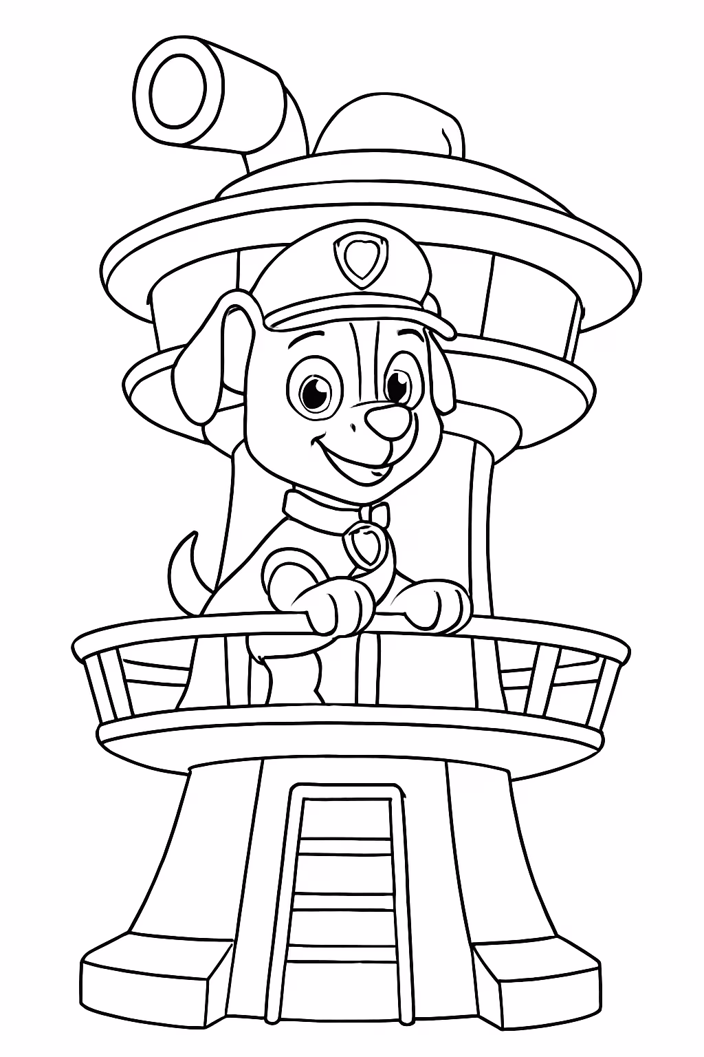 Patrulha canina na torre para colorir — desenho para imprimir