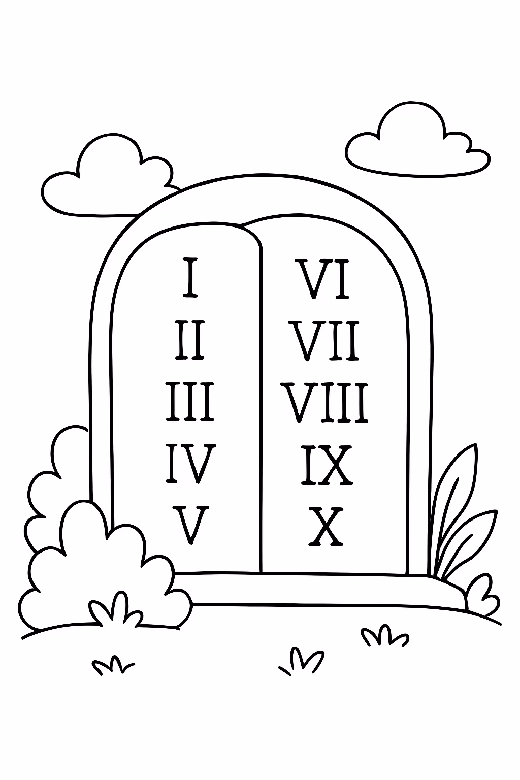 Pedra com os madamentos por escrito para colorir — desenho para imprimir