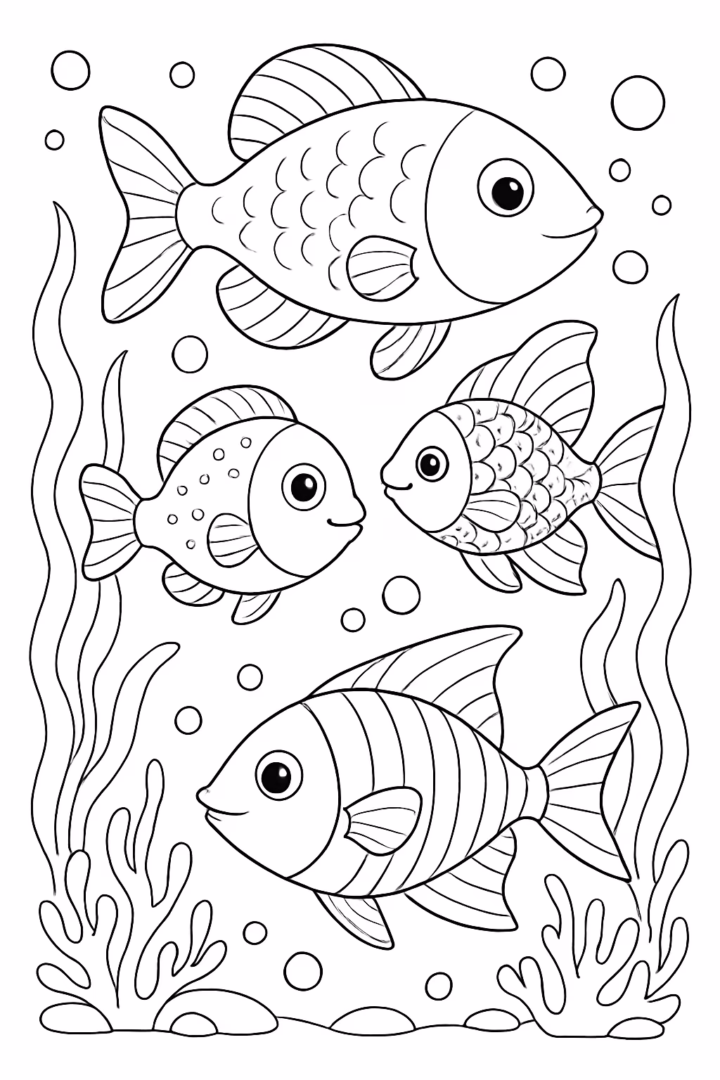 Peixes cheios de detalhes para colorir — desenho para imprimir