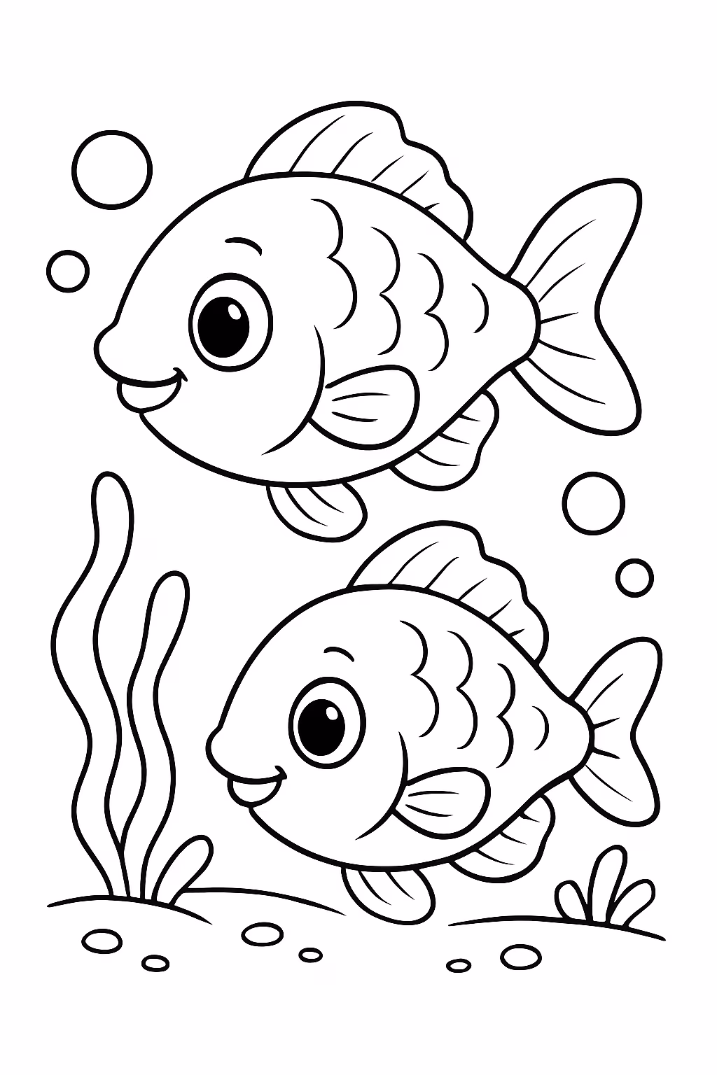 Peixes filhotes para colorir — desenho para imprimir