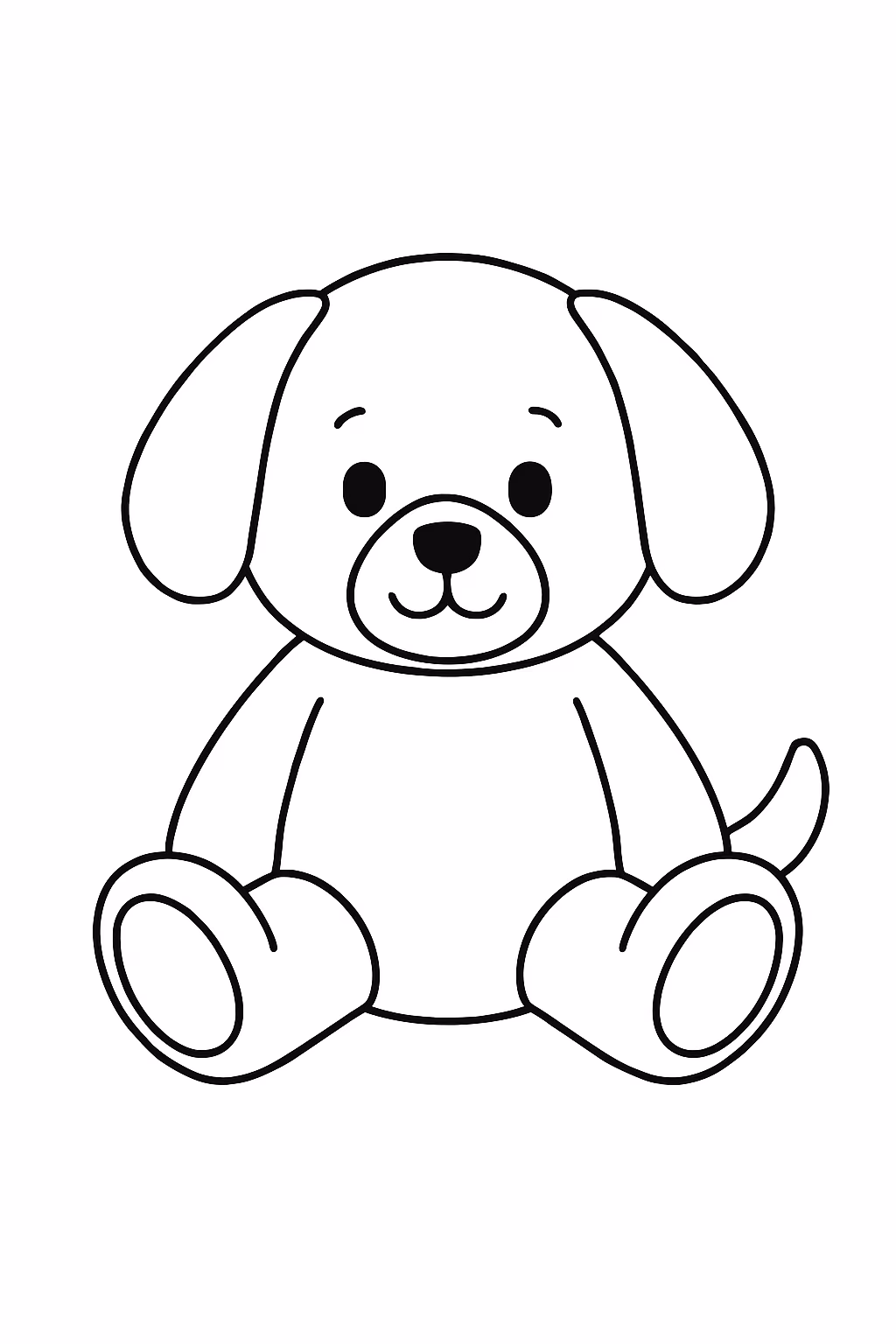 Pelucia de cachorro minimalista para colorir — desenho para imprimir