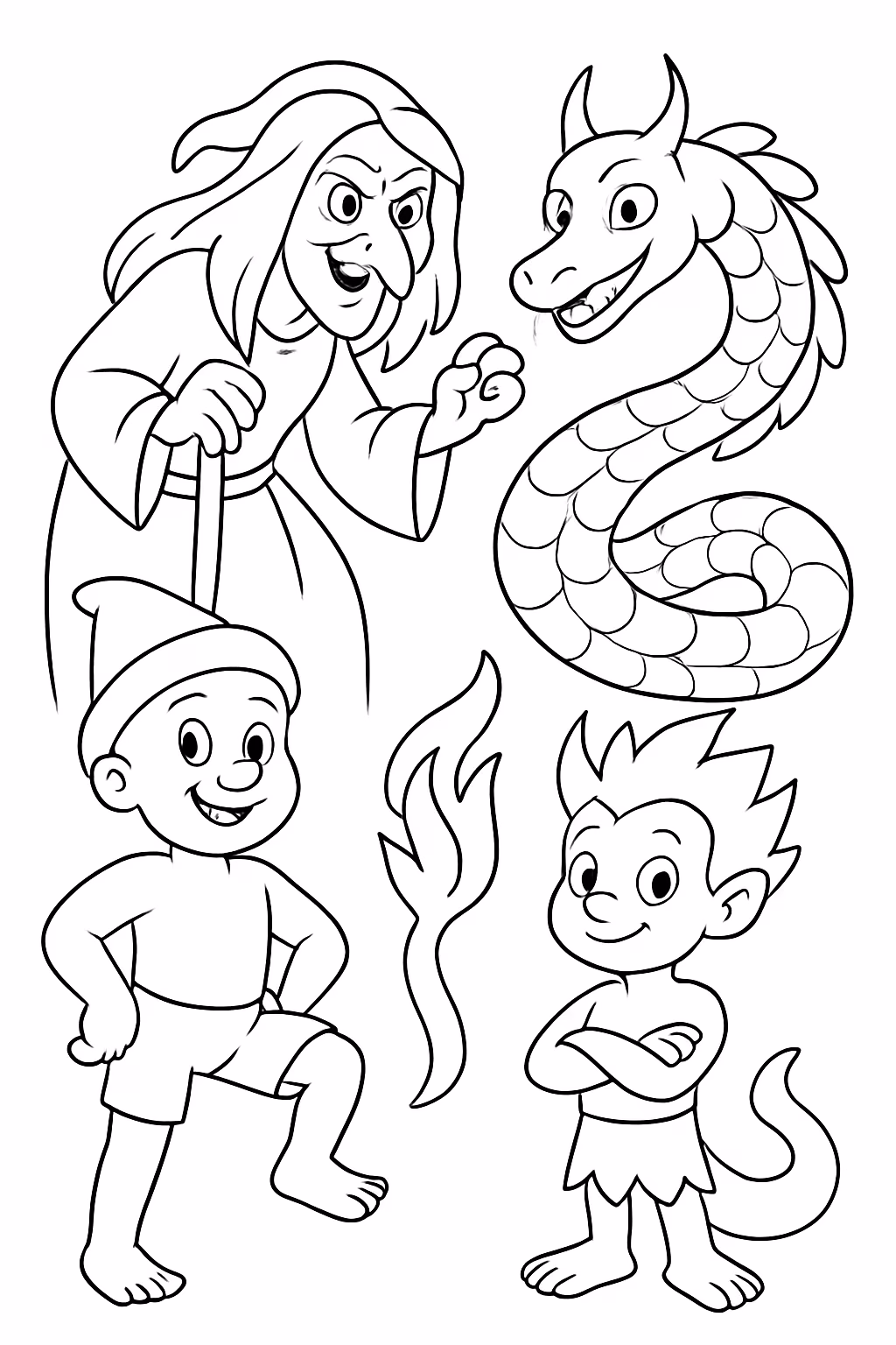 Personagens do folclore para colorir — desenho para imprimir
