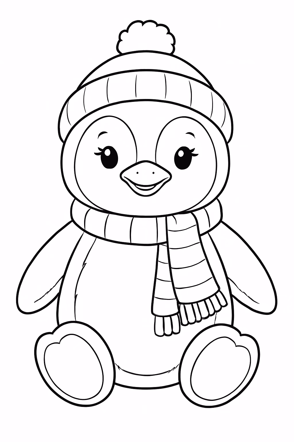 Pinguim de pelucia com varios detalhes para colorir — desenho para imprimir