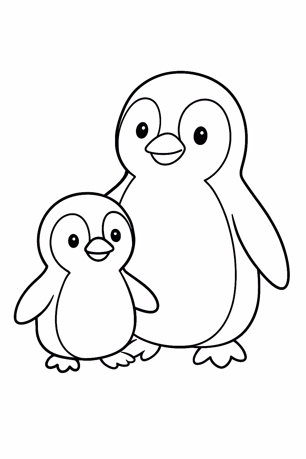 Pinguins fofos para colorir — desenho para imprimir