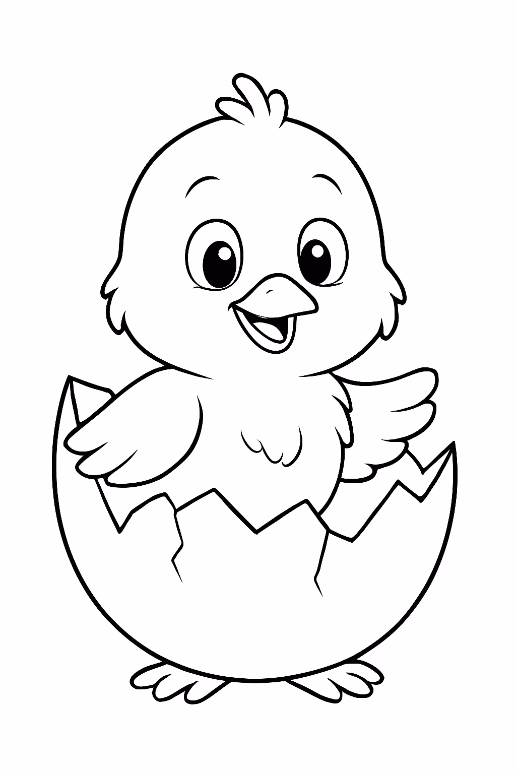Pintinho saindo do ovo para colorir — desenho para imprimir