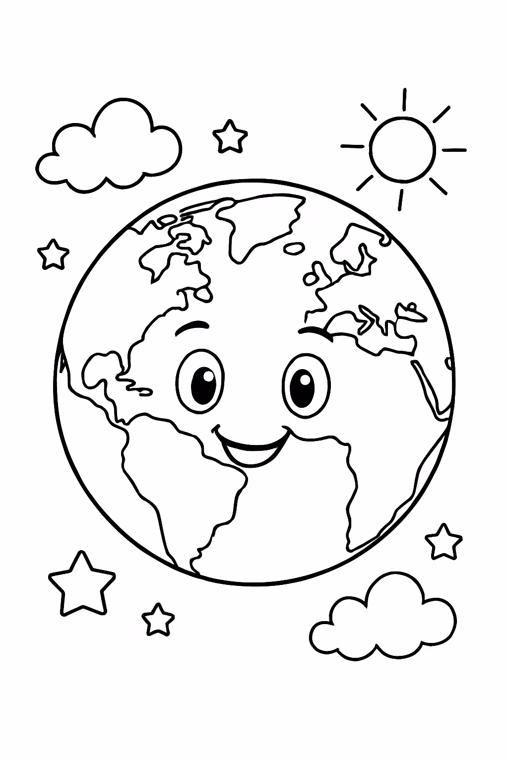 Planeta terra para colorir — desenho para imprimir