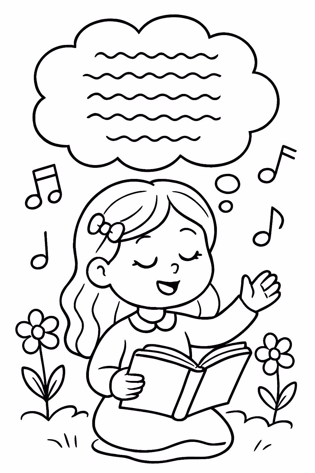 Poema para colorir — desenho para imprimir