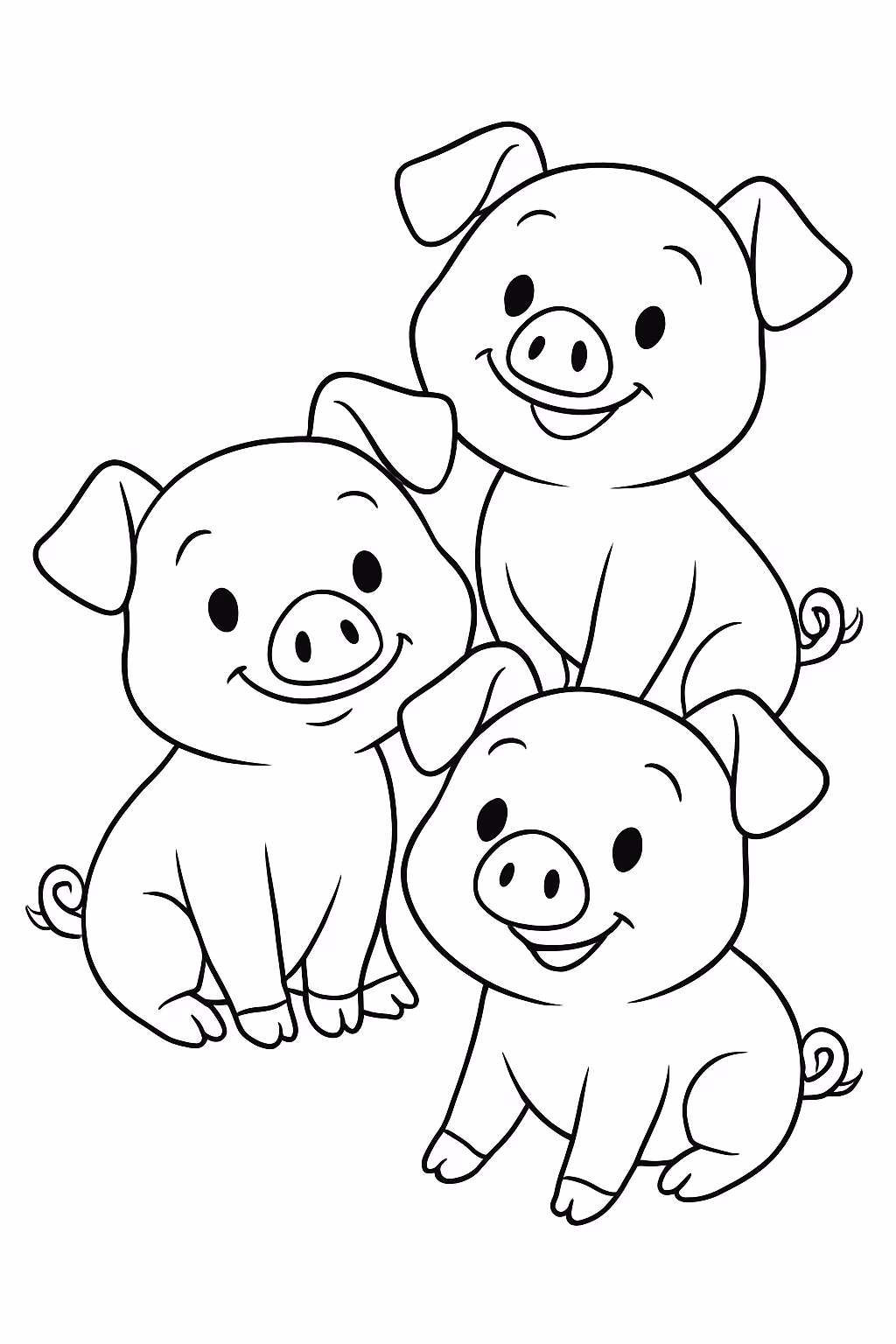 Porquinhos para colorir — desenho para imprimir