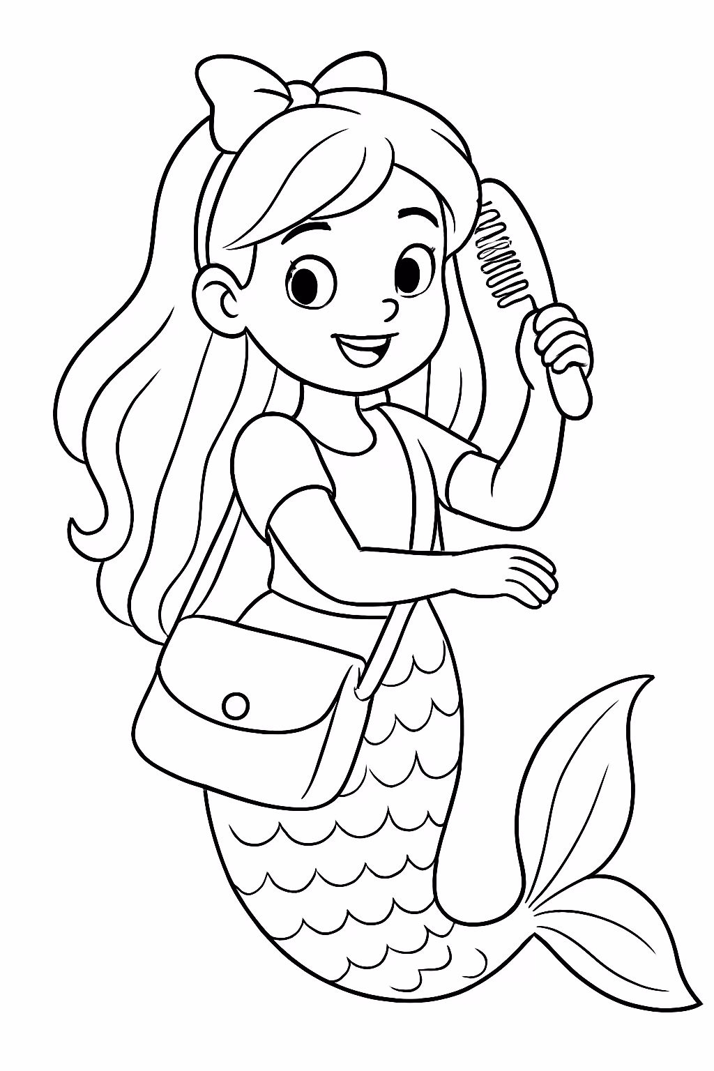 Preciso de uma sereia que estara penteando os cabelos ir para colorir — desenho para imprimir