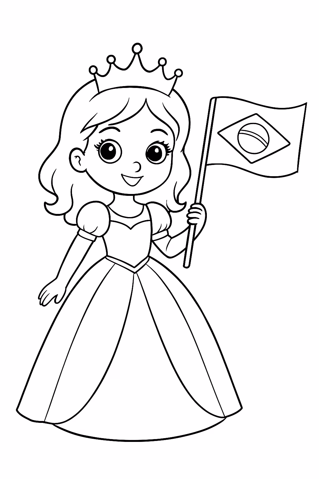 Princesa bandeira brasil para colorir — desenho para imprimir