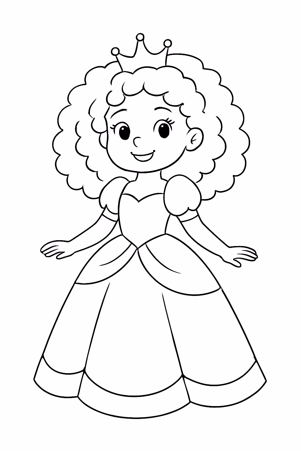 Princesa cabelo cacheado para colorir — desenho para imprimir