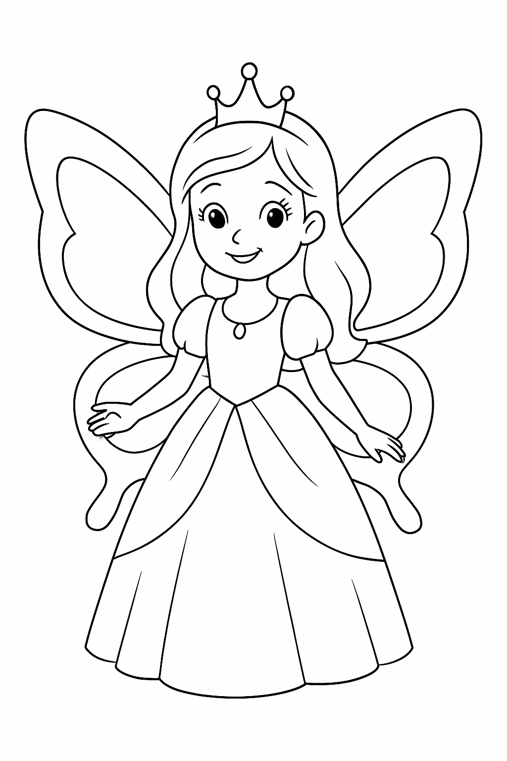 Princesa com asas para colorir — desenho para imprimir