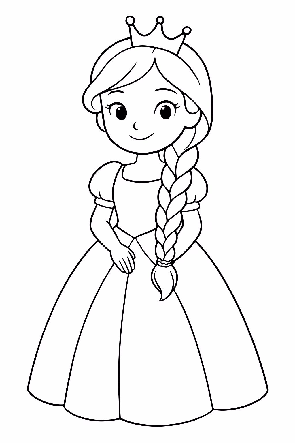 Princesa com tranca no cabelo para colorir — desenho para imprimir