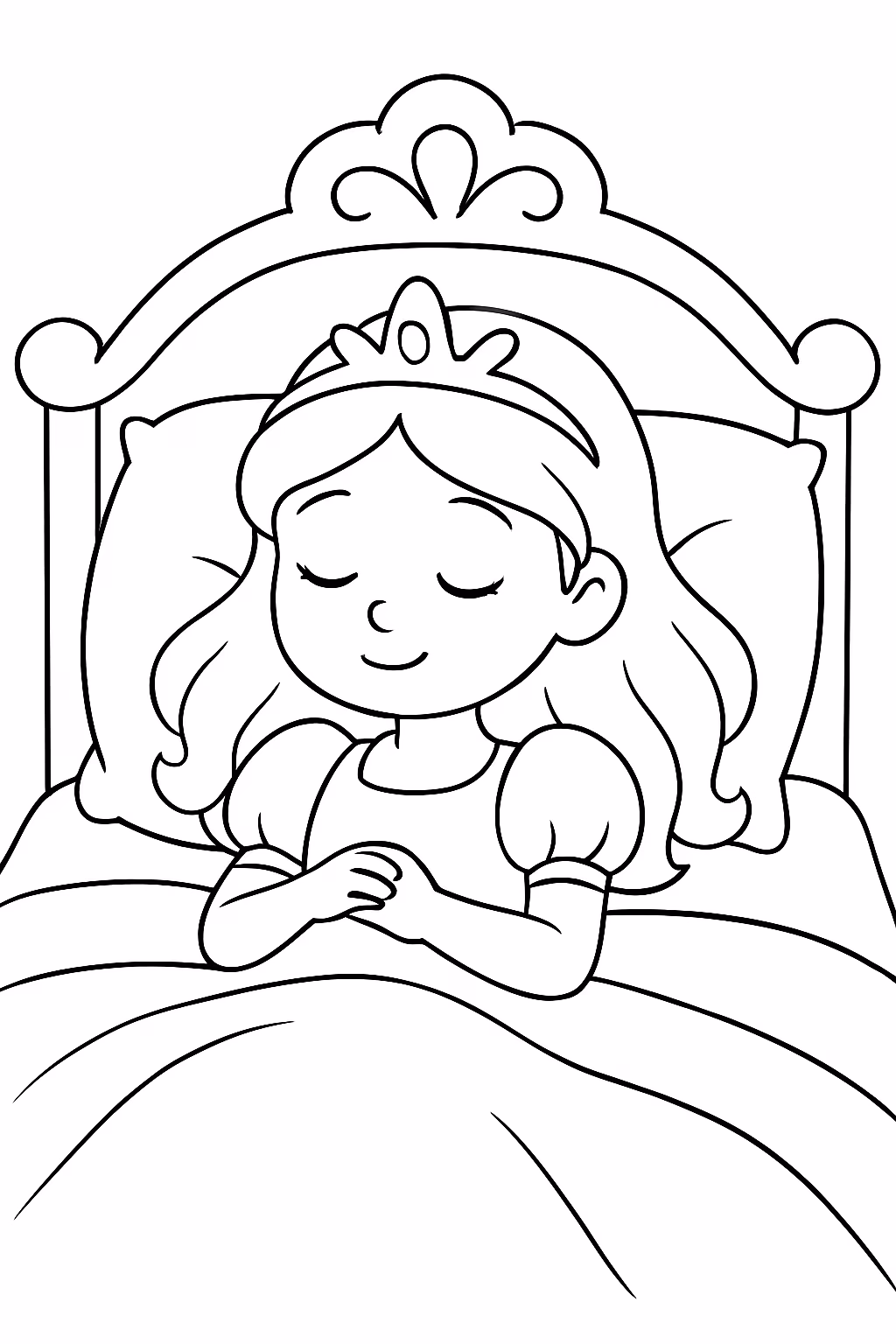 Princesa dormindo para colorir — desenho para imprimir