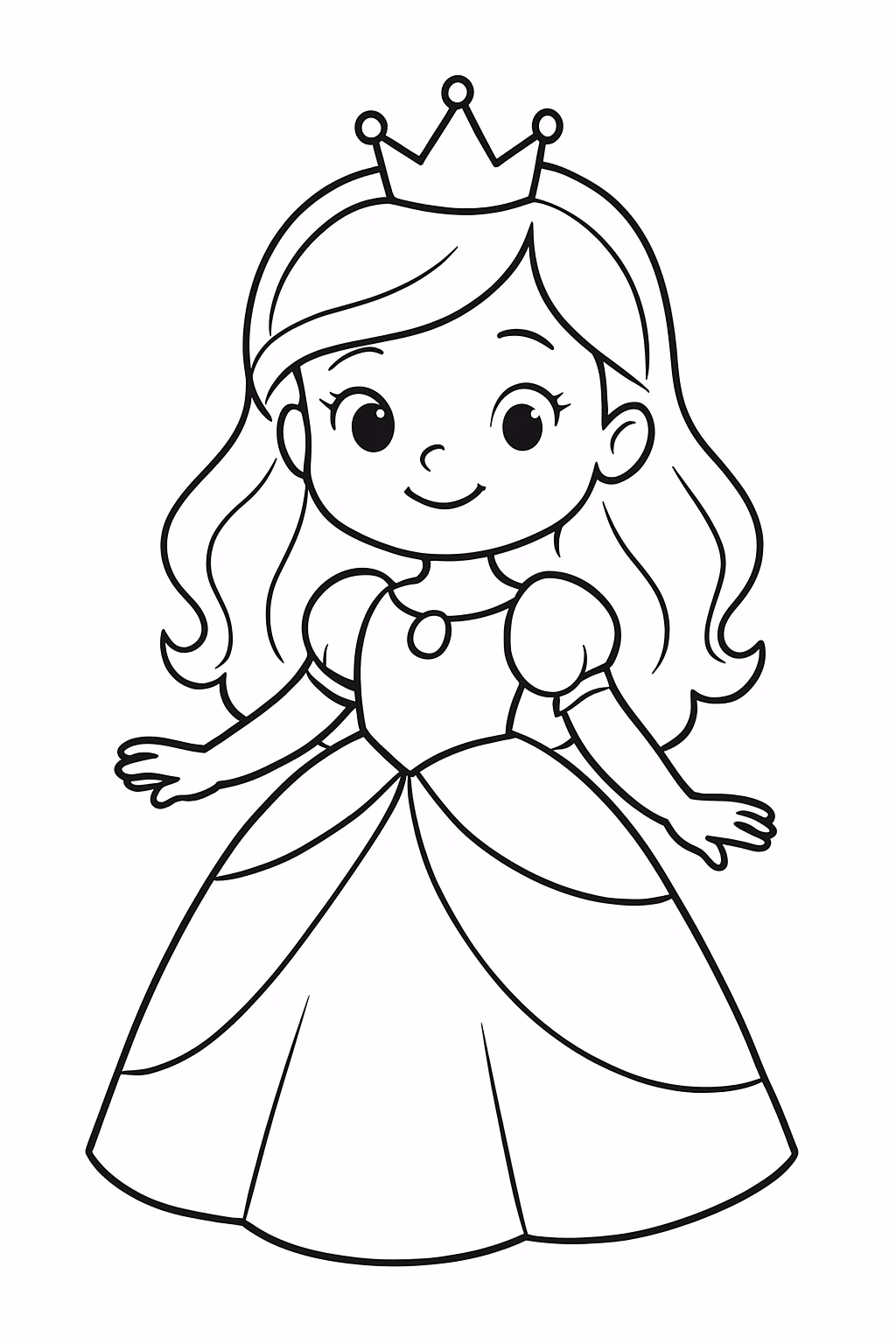 Princesa fofa para colorir — desenho para imprimir