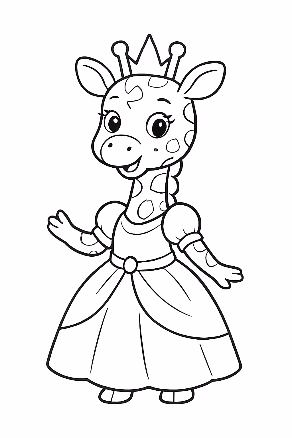 Princesa girafa para colorir — desenho para imprimir
