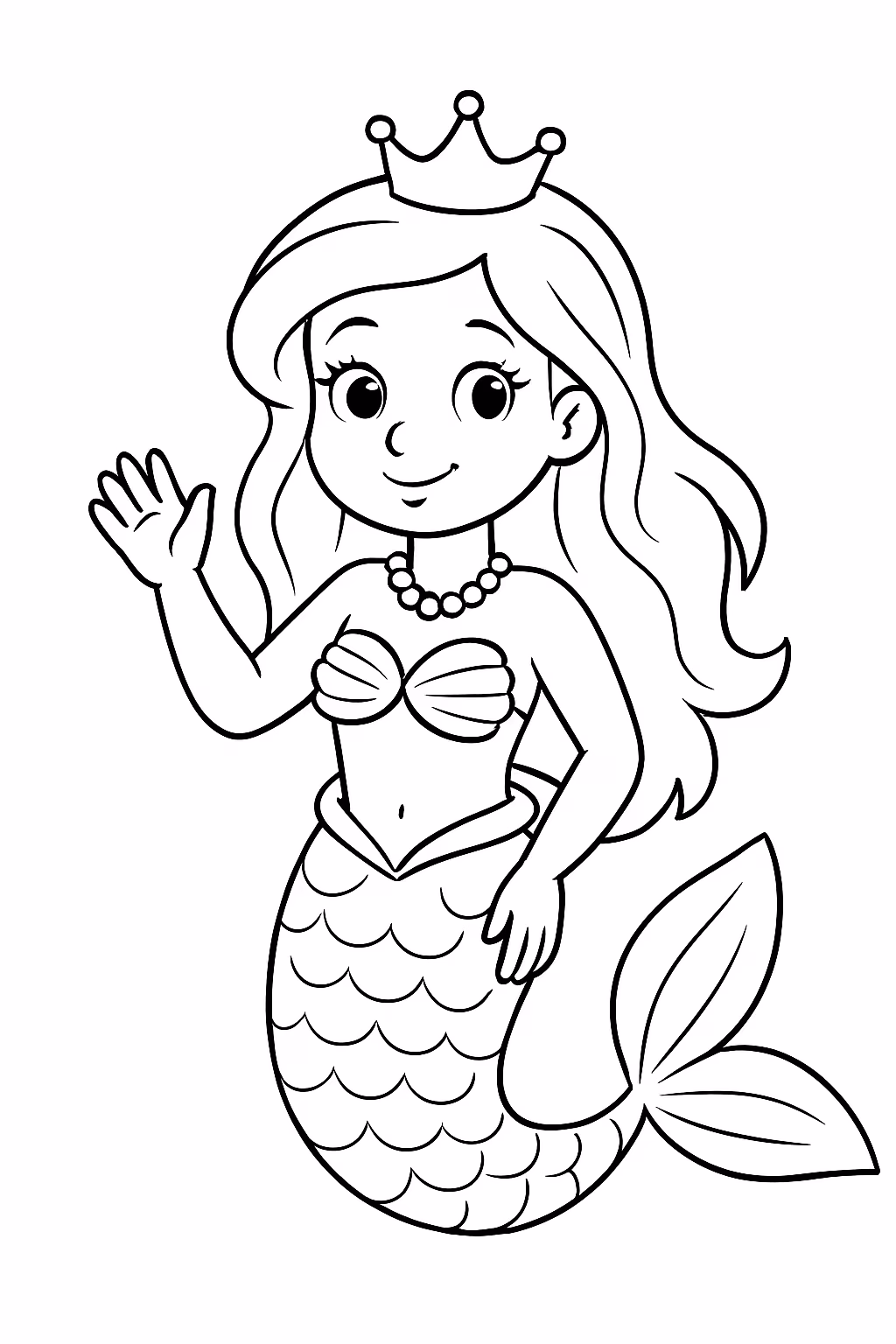 Princesa sereia para colorir — desenho para imprimir