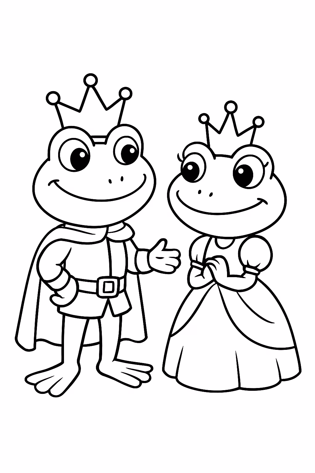 Principe e princesa sapo para colorir — desenho para imprimir