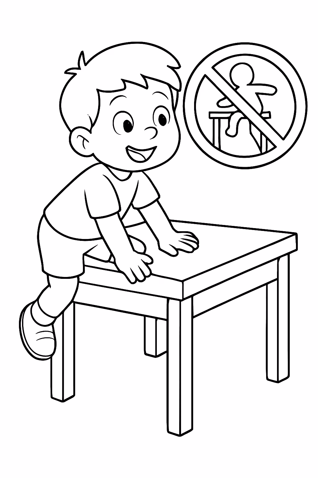 Proibido subir na mesa para colorir — desenho para imprimir