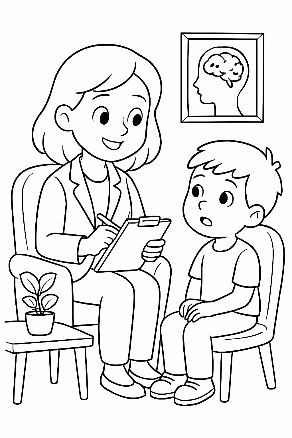 Psicologa para colorir — desenho para imprimir