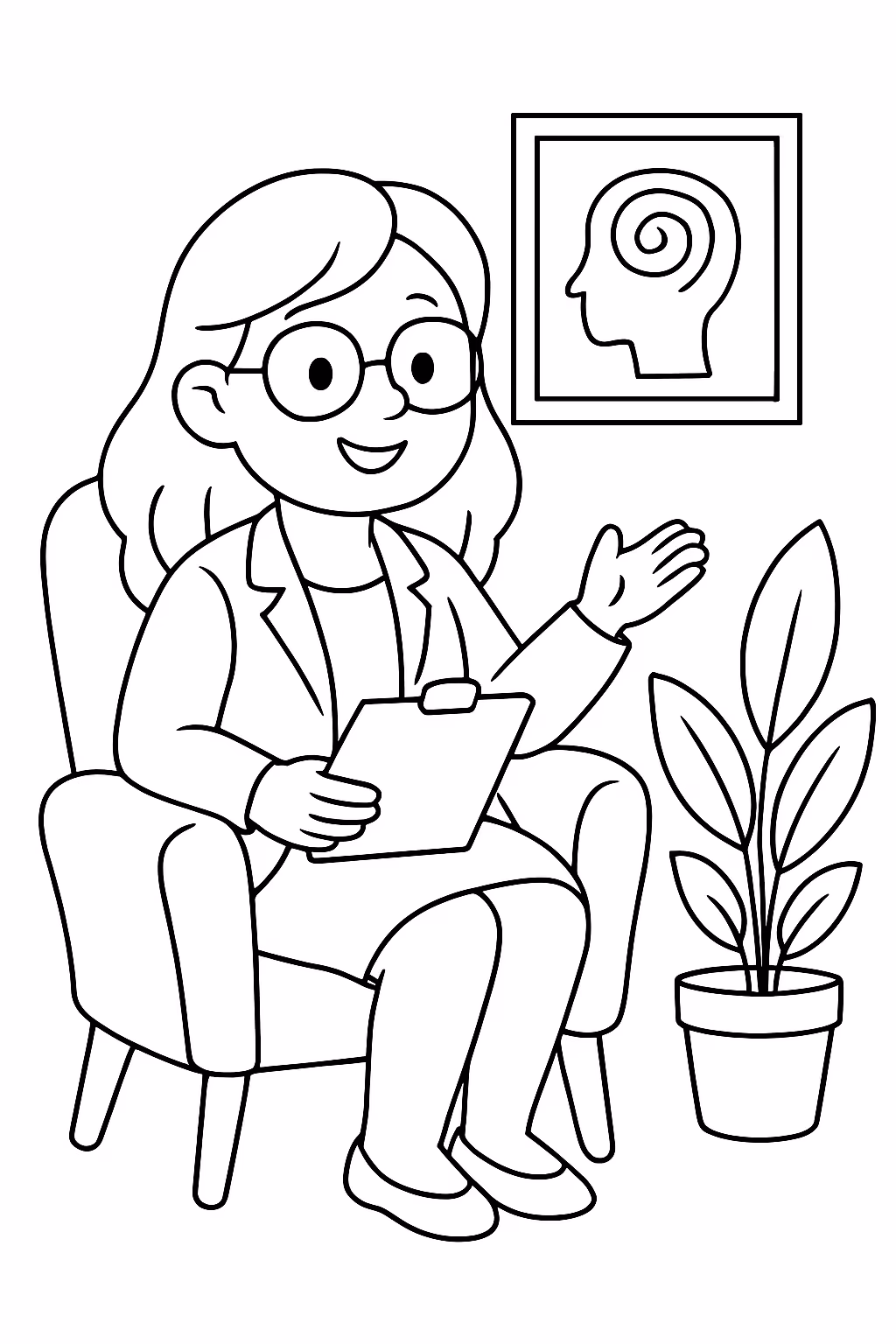 Psicologa radical para colorir — desenho para imprimir