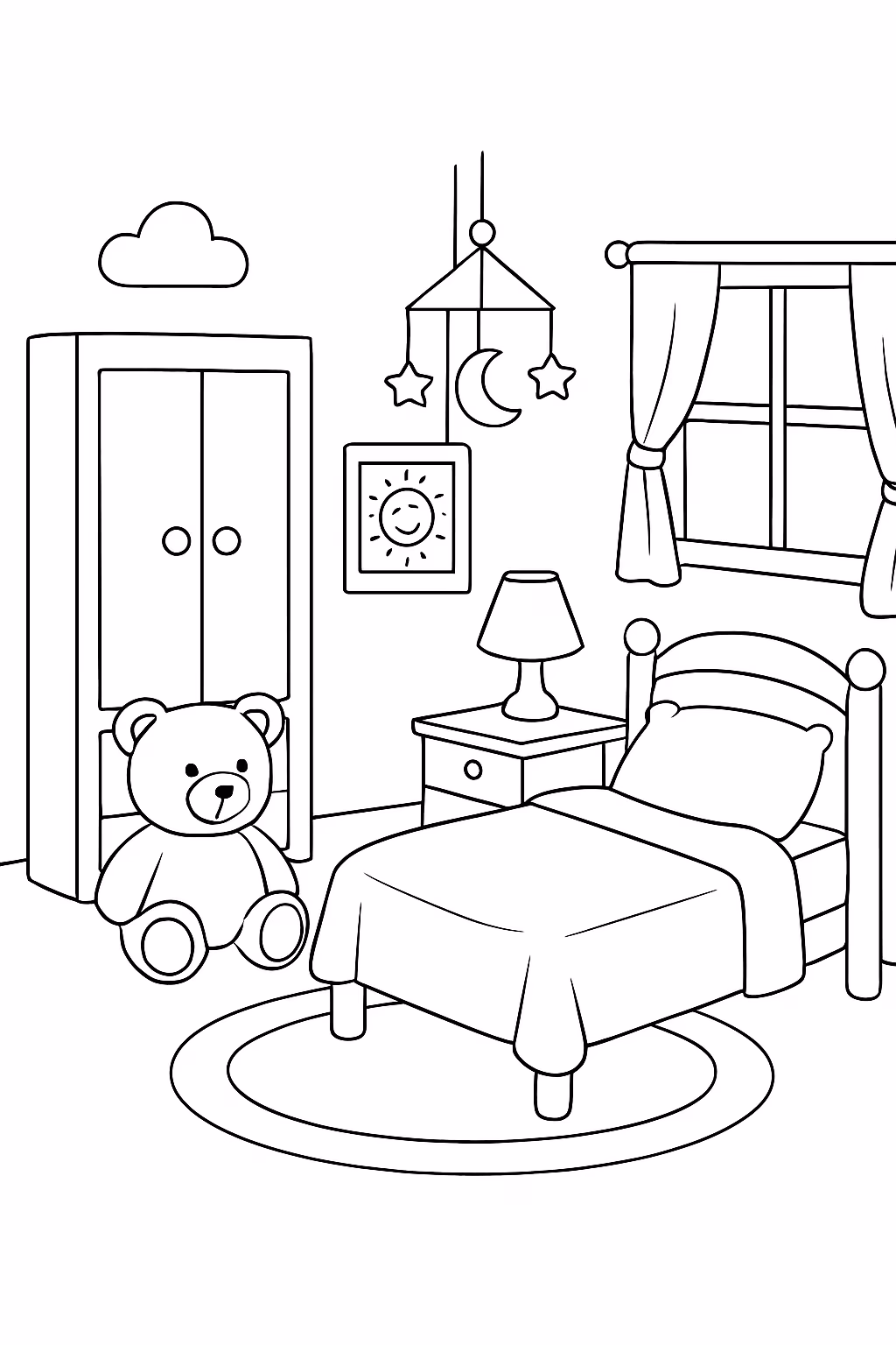 Quarto do joaquim para colorir — desenho para imprimir