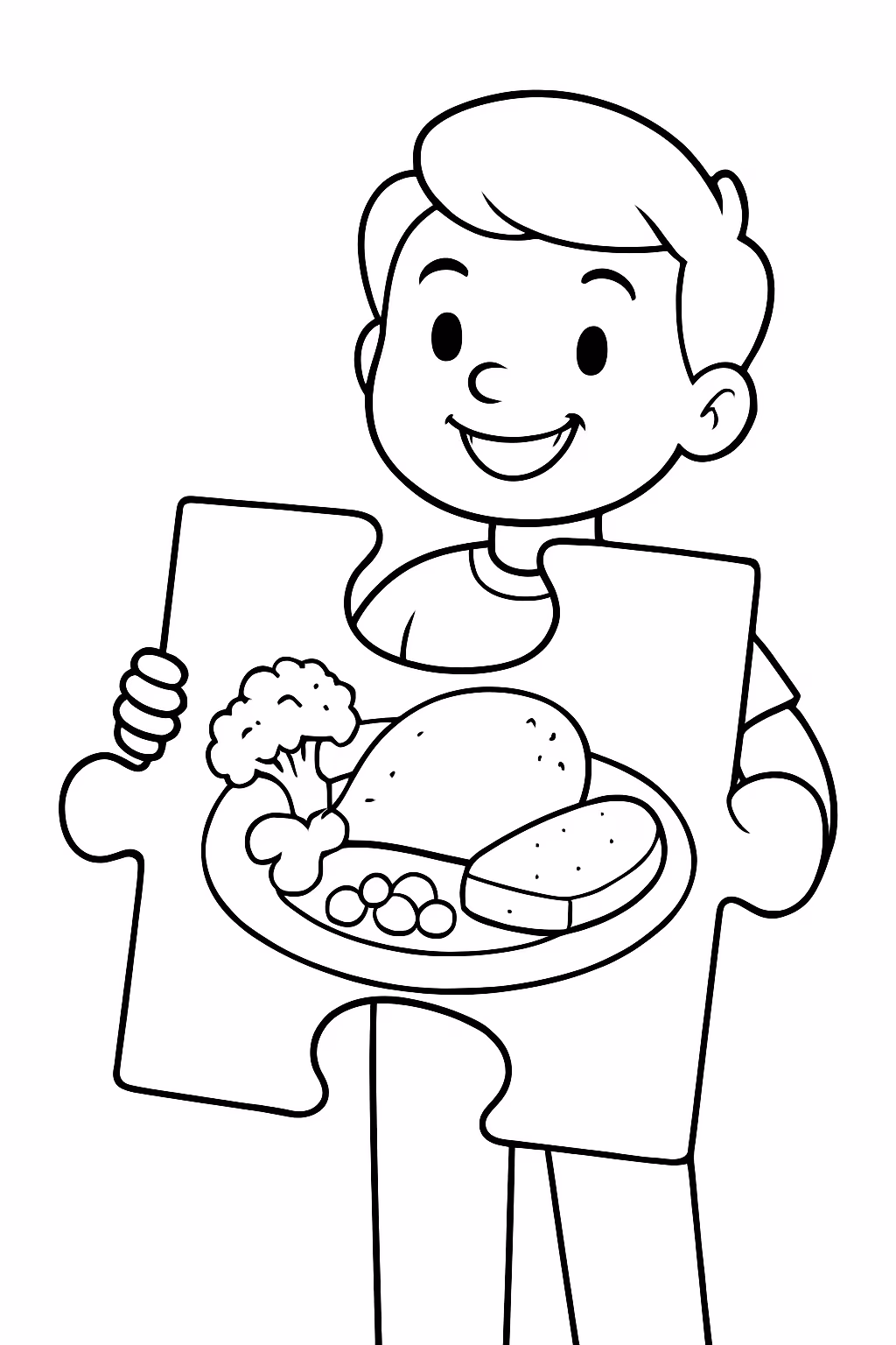 Quebra cabeca alimentacao para colorir — desenho para imprimir