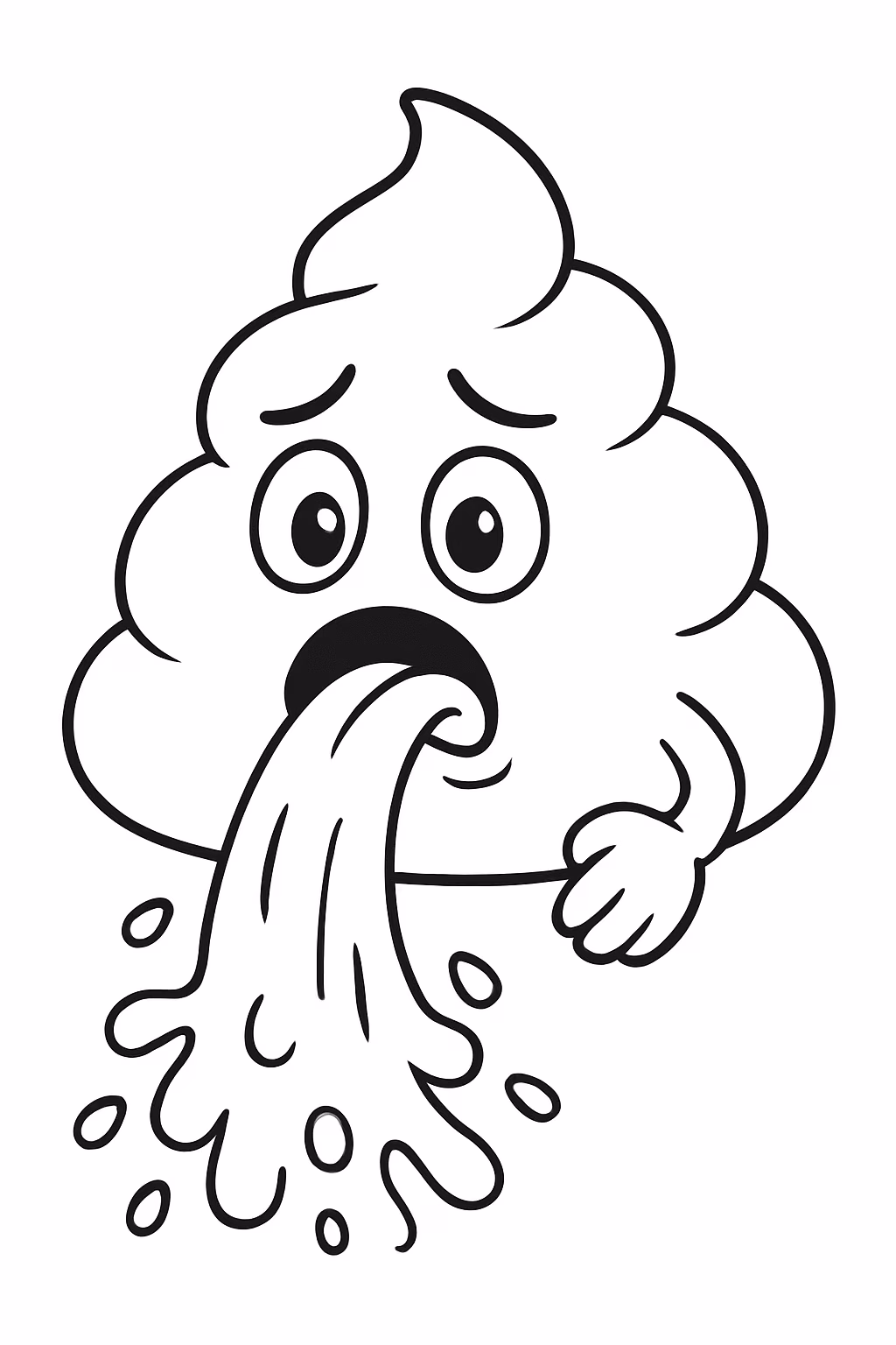 Queque a vomitar coco emoji para colorir — desenho para imprimir