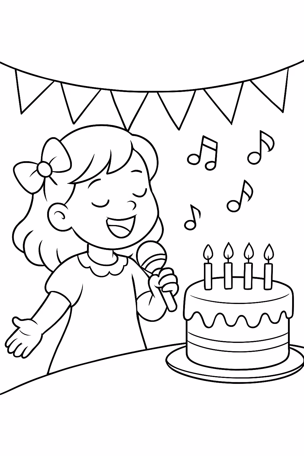 Quero essa uma cena de maria izabel cantando parabens em para colorir — desenho para imprimir