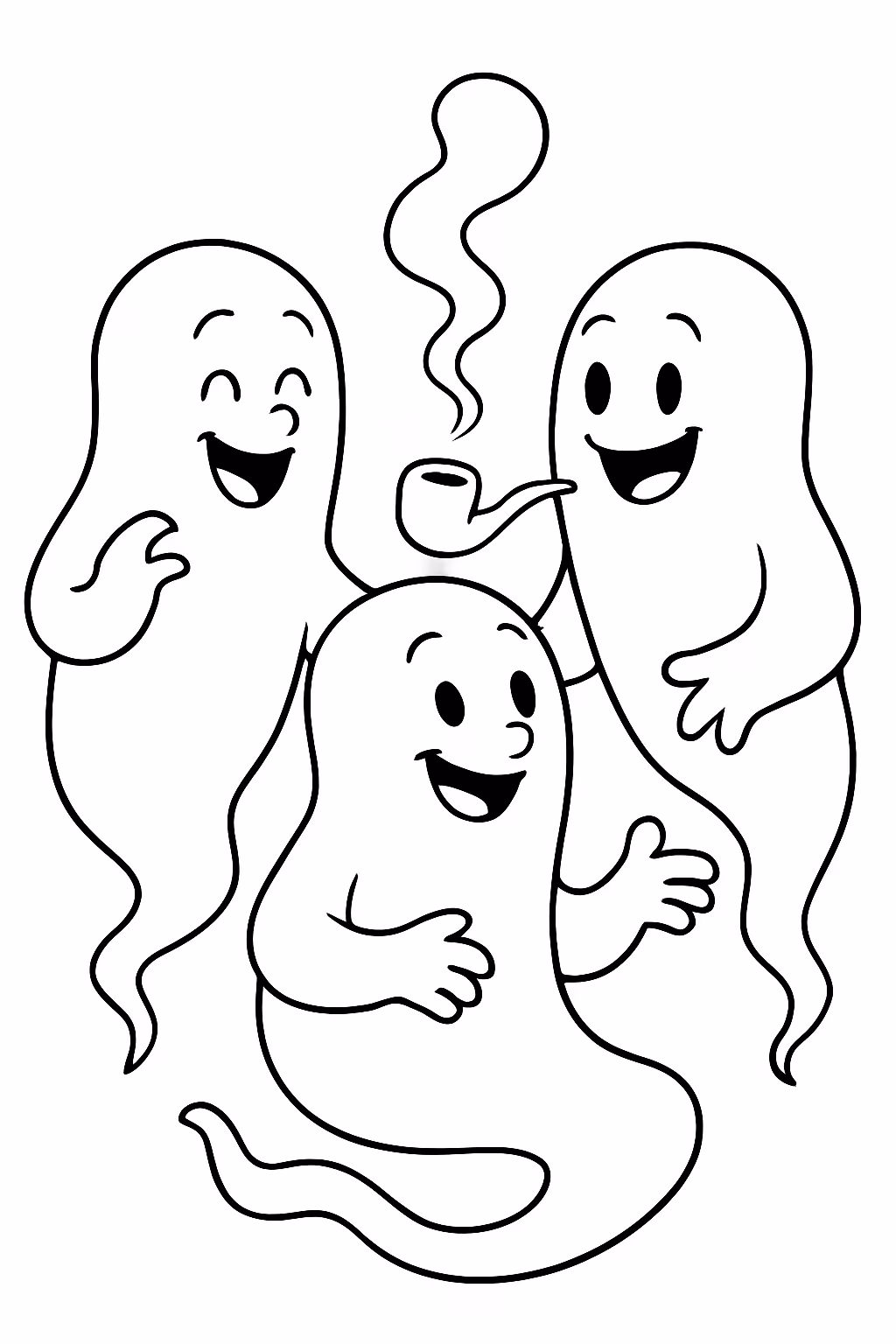 Quero fantasmas do futuro conversando e fumando e rindo para colorir — desenho para imprimir