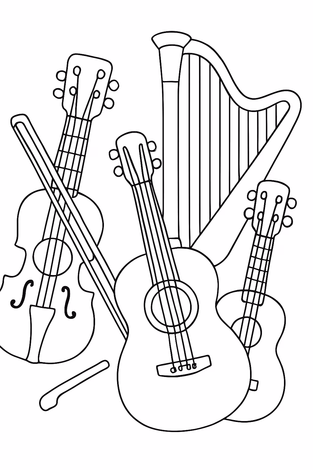 Quero que a crianca pinte um isntrumento de cordas com para colorir — desenho para imprimir