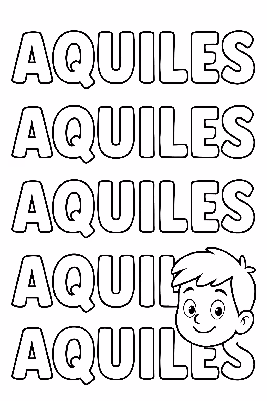 Quero que faca o nome aquiles varias vezes escrever para colorir — desenho para imprimir