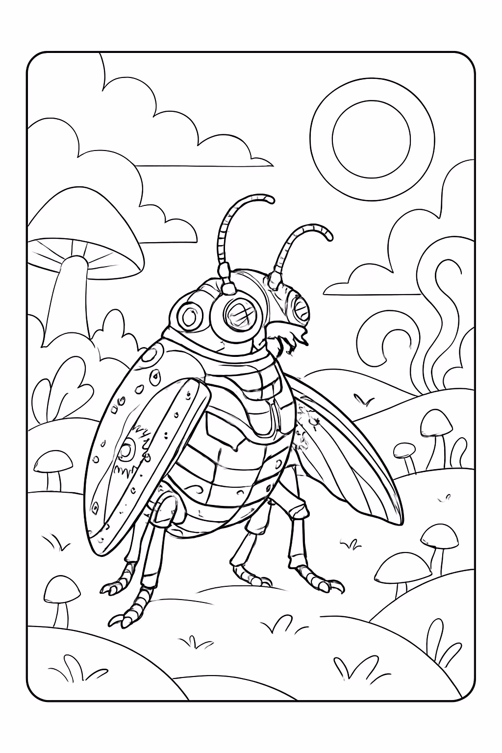 Quero um bezouro biomecanico steampunk como escaravelho beom bonito em para colorir — desenho para imprimir