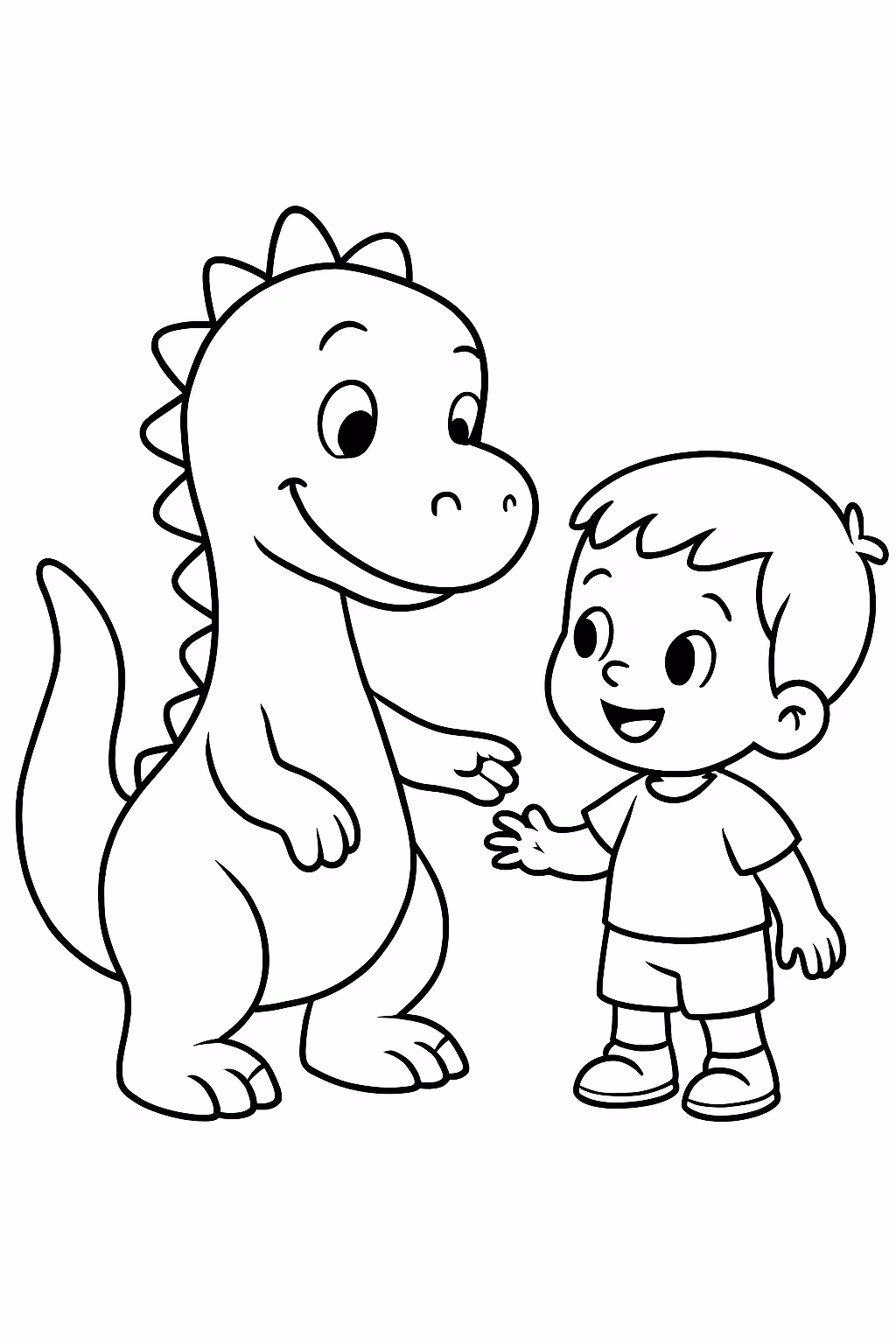 Quero um dinossauro e um menino loirinho que tem anos para colorir — desenho para imprimir