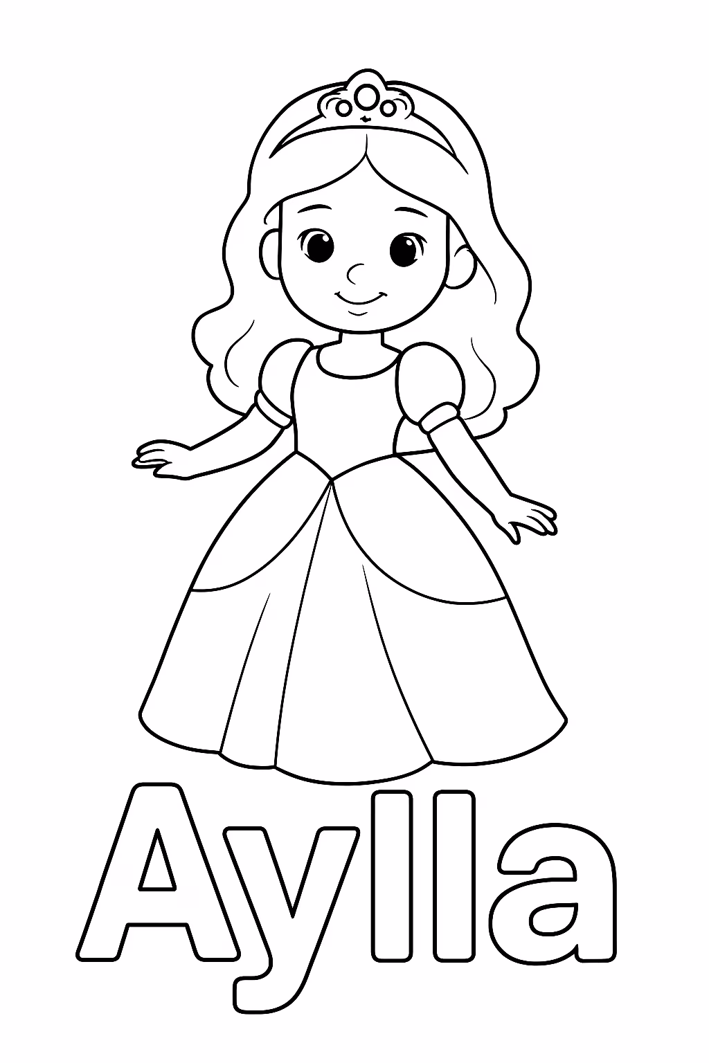 Quero uma pricesa com o nome aylla e o nome para colorir — desenho para imprimir