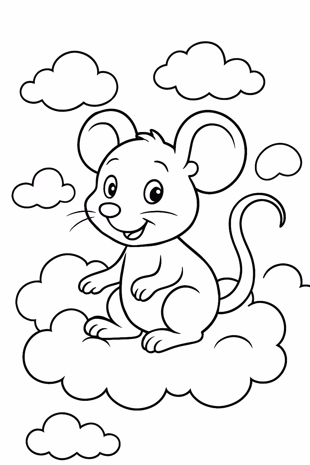 Rato nas nuvens para colorir — desenho para imprimir