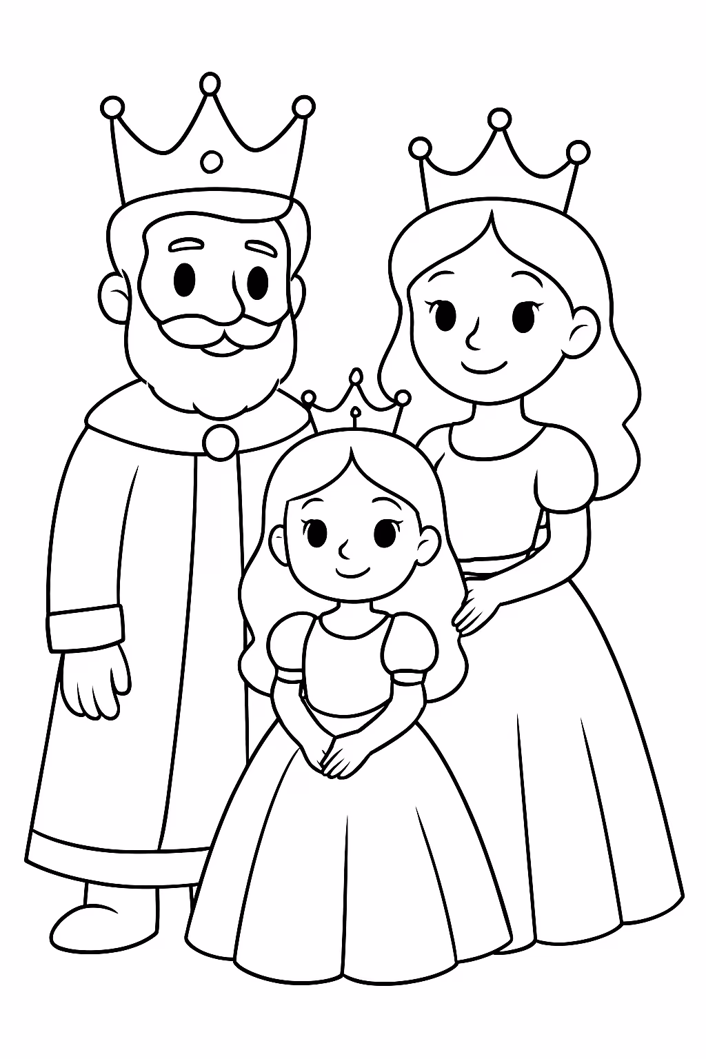 Rei papai de barba e bigode a mamae e a para colorir — desenho para imprimir