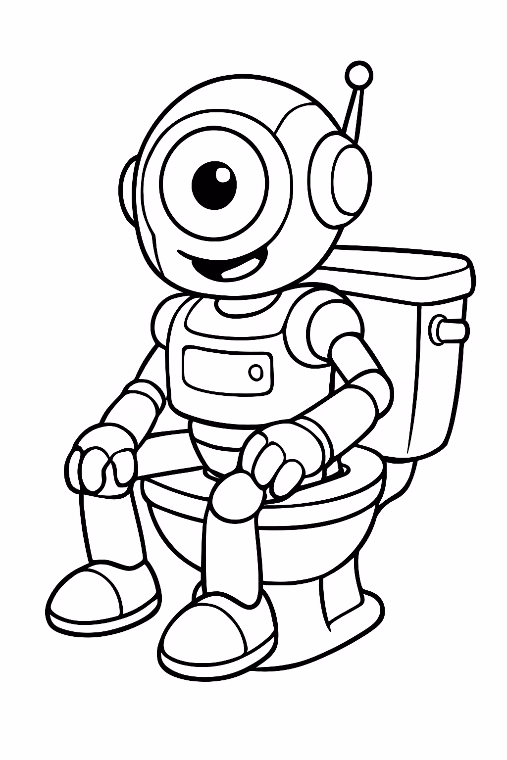 Robo ciclope cagando para colorir — desenho para imprimir