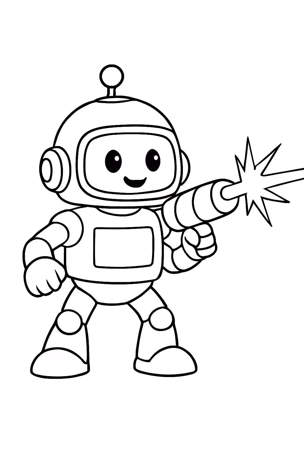 Robo fofo atirando com laser para colorir — desenho para imprimir