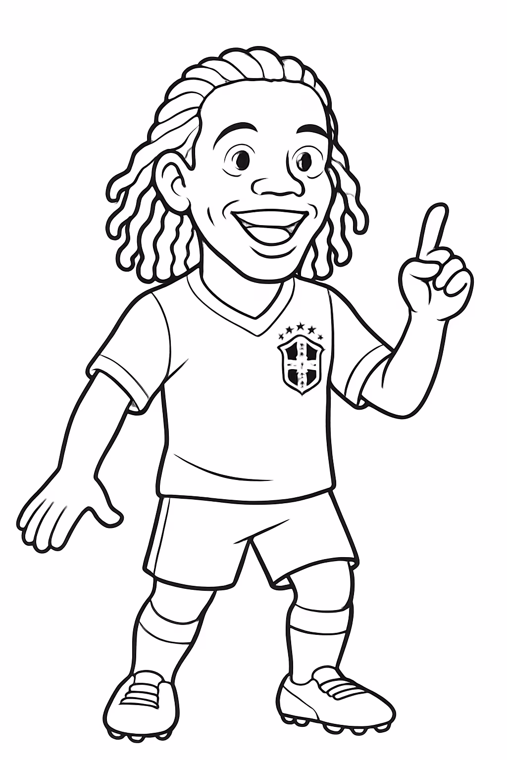 Ronaldinho gaucho com a camisa do brasil para colorir — desenho para imprimir