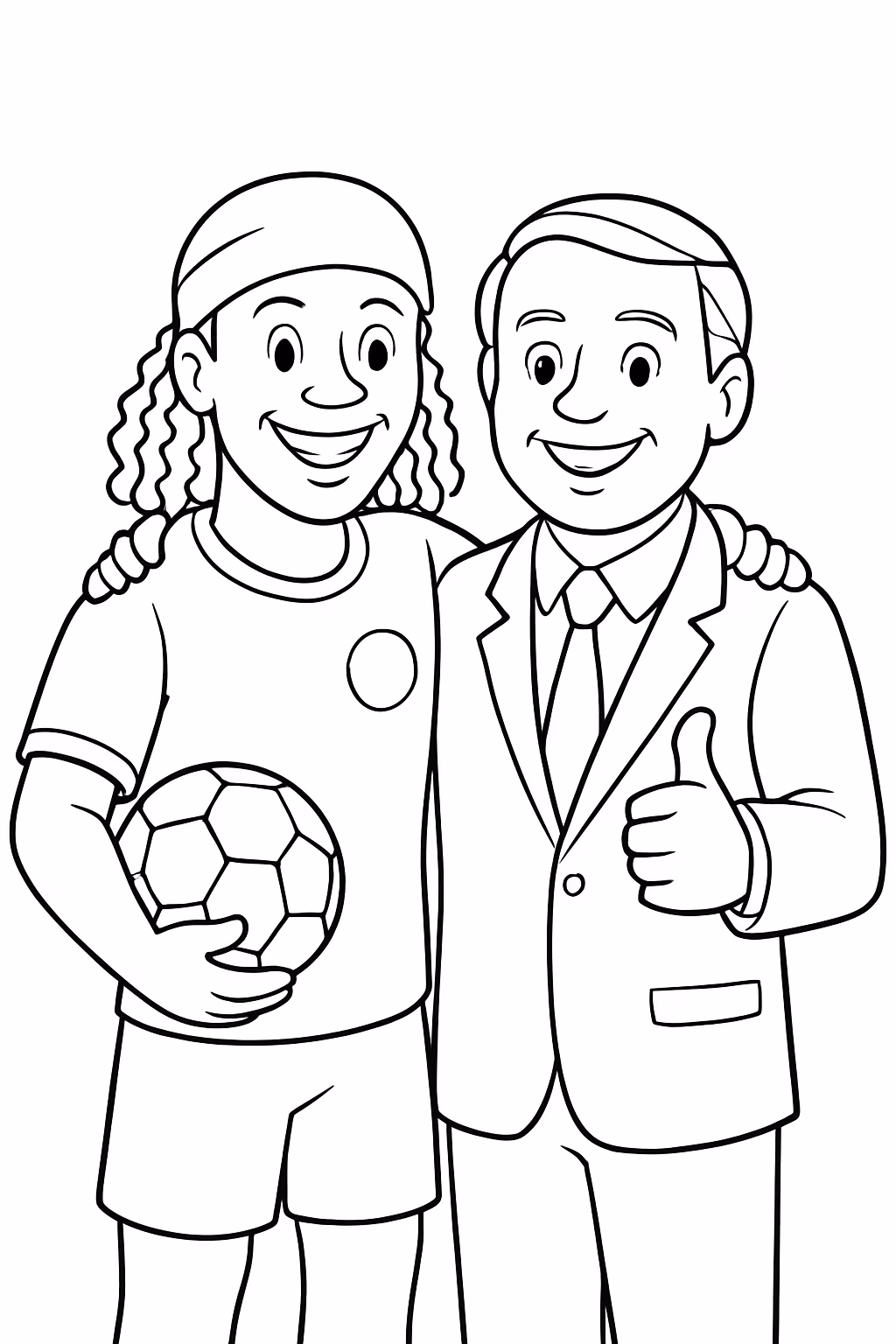 Ronaldinho gaucho com jai r bolsonaro para colorir — desenho para imprimir