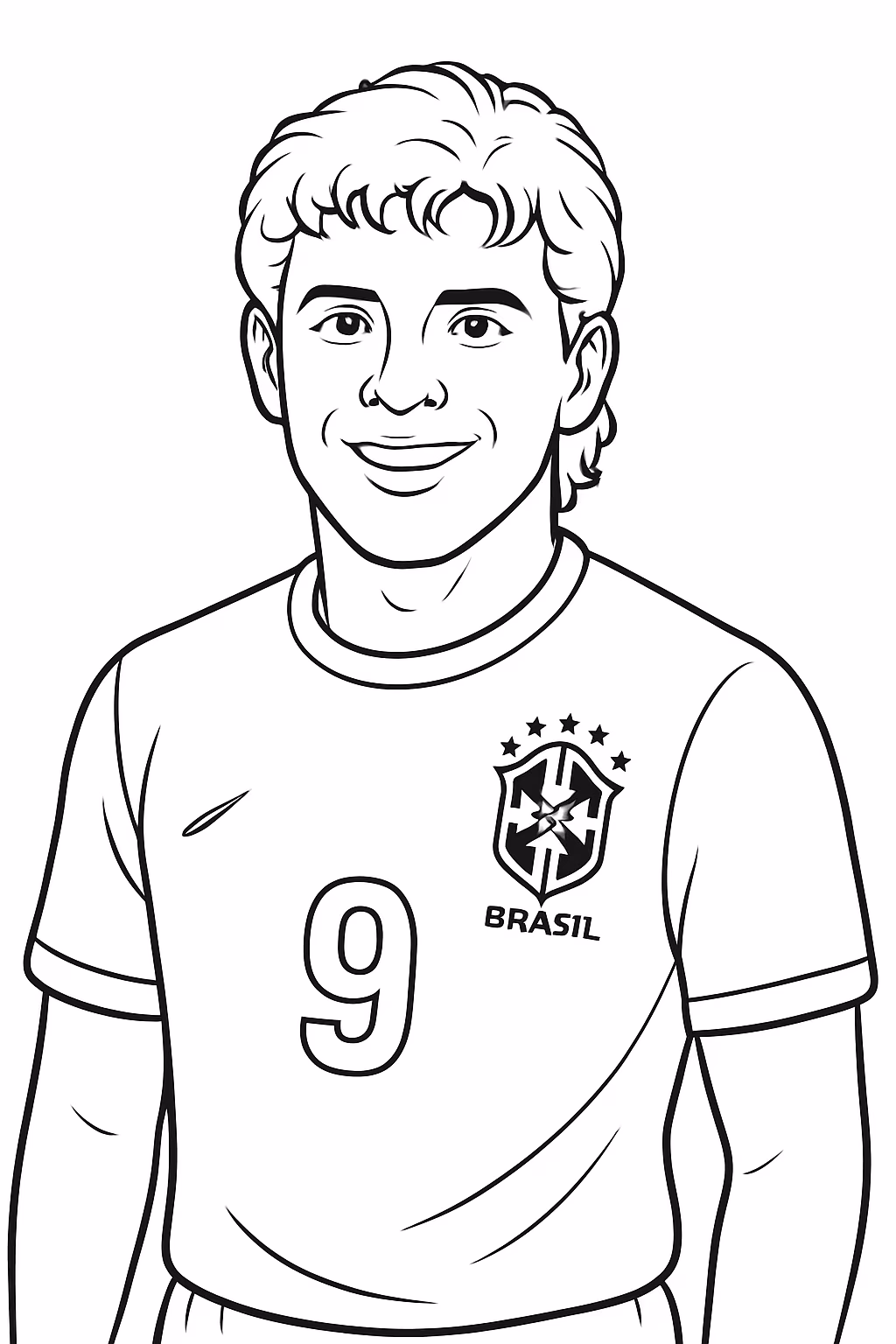 Ronaldo fenomeno com a camisa do brasil e com o para colorir — desenho para imprimir